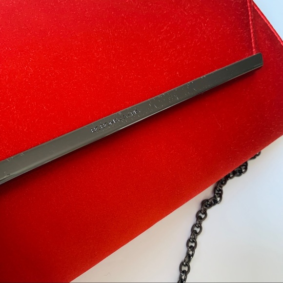 BCBG “Helen” Curry Red Satin Chain Clutch Bag - Picture 7 of 7